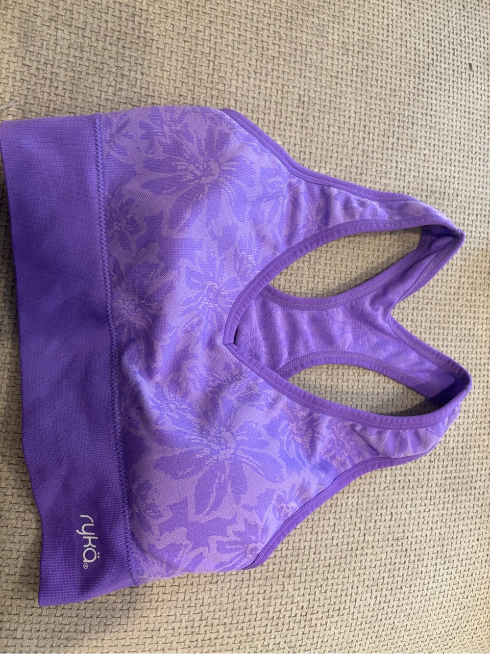 Purple Floral Racerback Sports Bra
